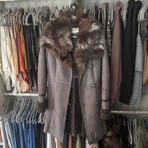 Laundry By Shelli Segal Gray and Brown Teddy Jacket